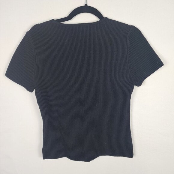 Marled Rounded Neck Ribbed Top M - Picture 4 of 6